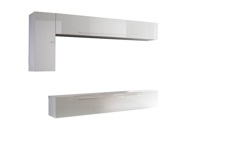 Parete Attrezzata Mobili Salotto 3 Mobili 244x36x170cm TFT  Primo Bianco Lucido
