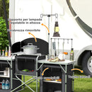 Cucina da Campeggio Pieghevole 172x48x119 cm con Ripiani e Ganci Nero   