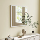 Specchio da Parete Rettangolare 50x50 cm con Ganci in Vetro e MDF Bianco      