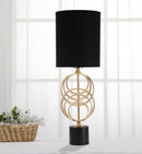 Lampada da Tavolo Circly Ø20x58,5 cm in Ferro PVC e Tessuto Oro e Nero