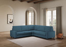 Divano Angolare 5 Posti 246x246x85 cm Sakar in Tessuto Avio