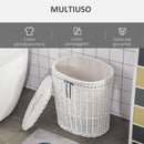 Cesto Portabiancheria 51x38x57 cm in Vimini con Coperchio e Sacco Interno Bianco