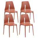 Set 4 Sedie Impilabili 85x50x51 cm in Polipropilene e Fibra di Vetro Lisbona Mattone
