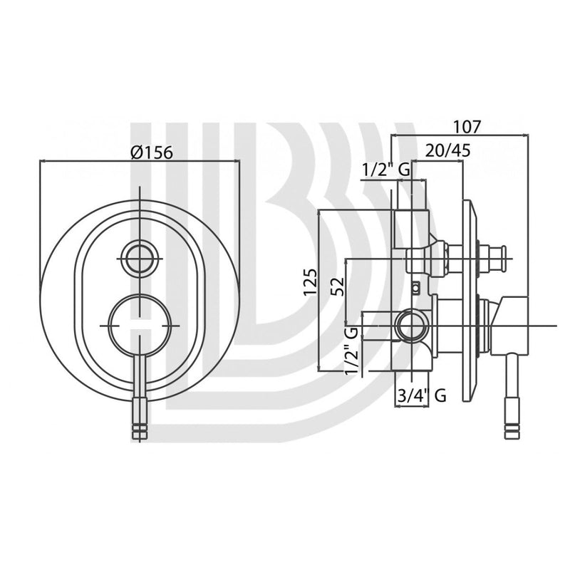 Rubinetto Miscelatore Monocomando Doccia Ø15,6x4,5 cm in Ottone TFT Bonnie Cromato