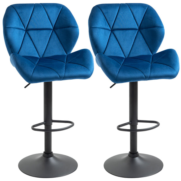acquista Set mit 2 Barhockern 51,5 x 57,5 x 93–114,5 cm in Stoff mit blauem Samteffekt