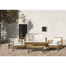 Set Salotto da Giardino Divano 2 Poltrone e Tavolino con cuscini in Bambù Yasmin
