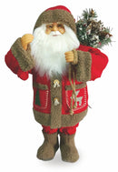 Pupazzo Babbo Natale Luminoso con Aghi di Pino 9 Led in Stoffa H62 cm Soriani Rosso