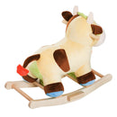 Mucca a Dondolo per Bambini in Peluche e Legno 