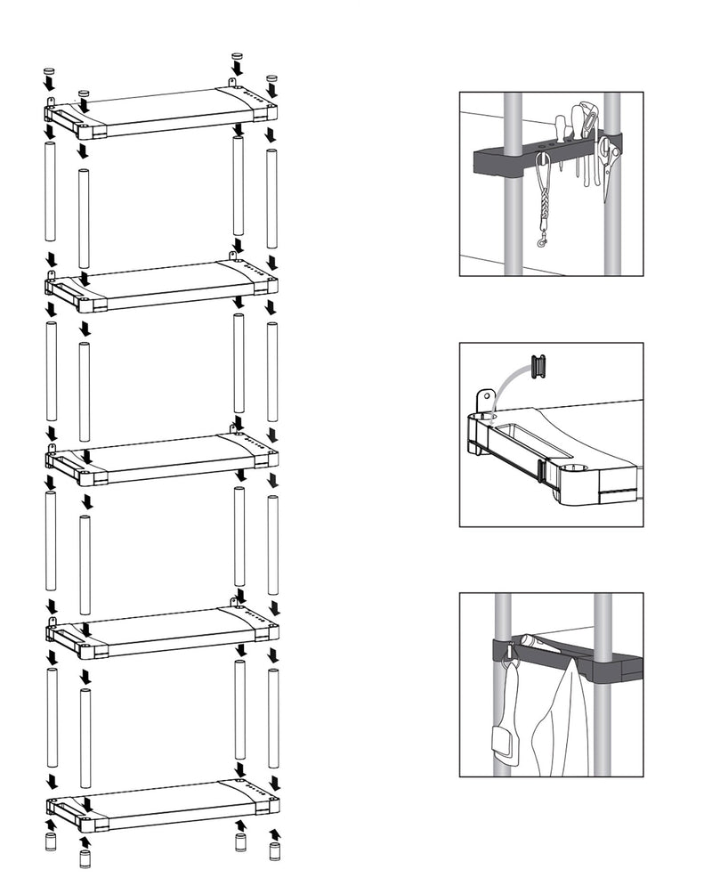 Scaffale 3 Ripiani 80x40x85 cm in Resina PVC Grigio    