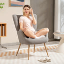 Poltrona per Salotto Moderna 71x74x97,5 cm con Schienale Alto in Tessuto Sherpa Grigio  