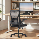 Sedia da Ufficio Ergonomica Girevole 59,5x56x93-103 cm con Braccioli Ribaltabili in Rete Traspirante Nero      