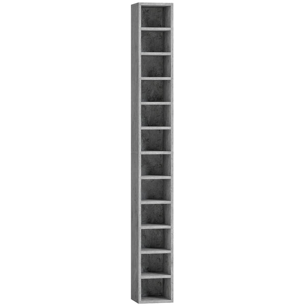 Mobile Libreria Porta CD 21x20x175 cm a 12 Ripiani per 204 CD in MDF e Truciolato Grigio acquista