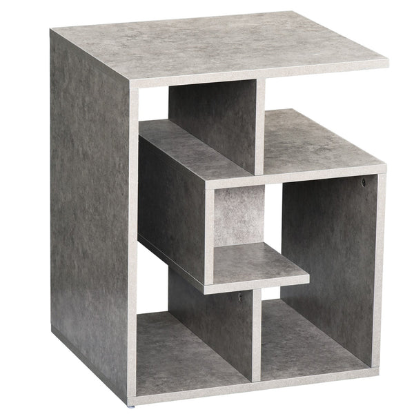 acquista Bücherregal mit 3 Ebenen aus grauem Holz mit Betoneffekt 45x40x55 cm