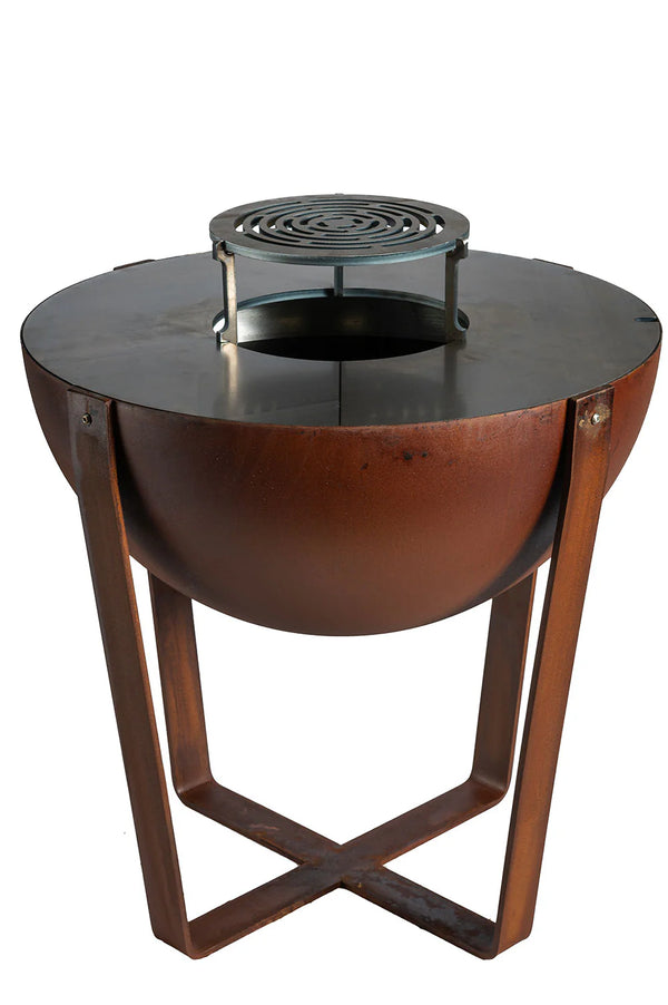 Barbecue a Legna Ø80x80 cm Iris in Acciaio Effetto Ruggine sconto