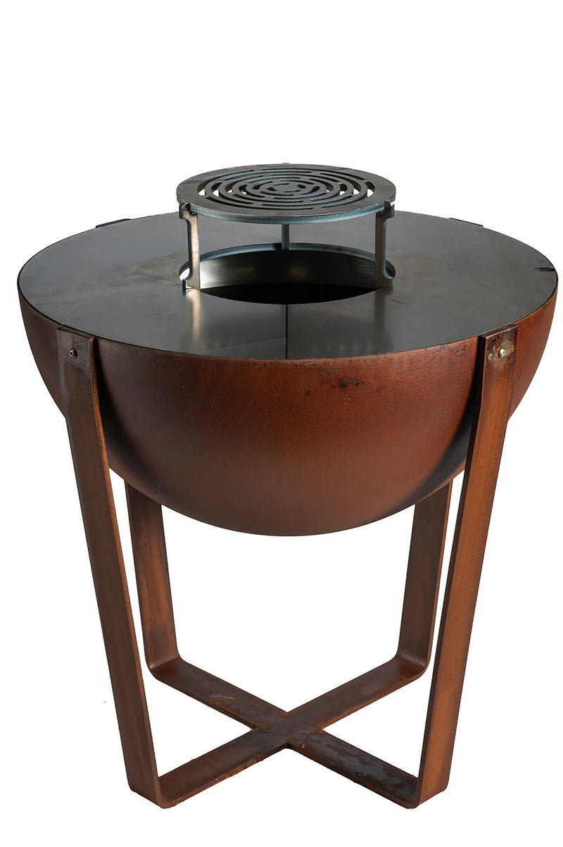 Barbecue a Legna Ø80x80 cm Iris in Acciaio Effetto Ruggine