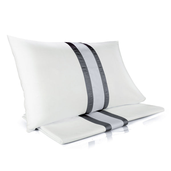 acquista Set aus Oberlaken und Kissenbezügen in Mitera Satin Polynesia Oyster und Grisaille in verschiedenen Größen