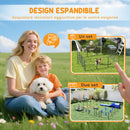 Recinto per Cani a 12 Pannelli Modulabili da 80x1,5x80 cm con Picchetti in Acciaio Grigio   