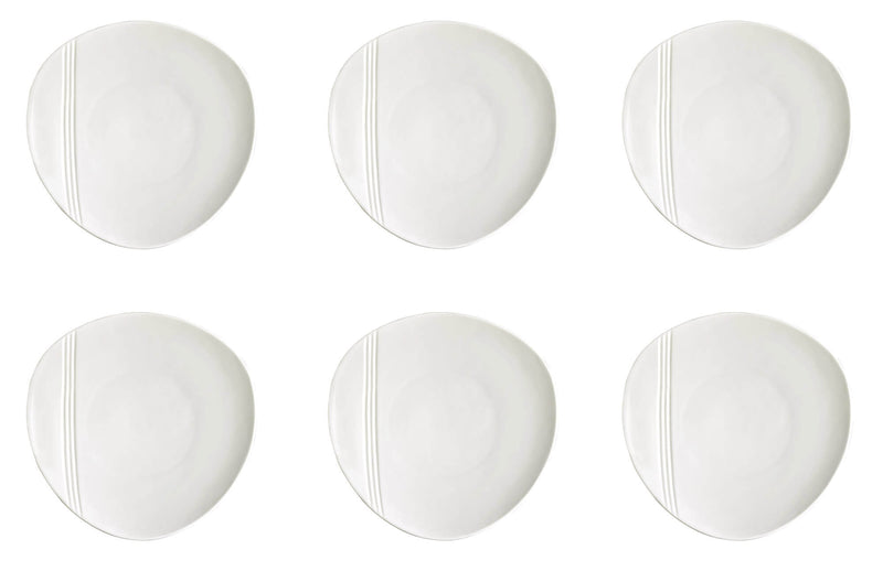 Set 6 Piatti Piani Ø25,5 cm in Porcellana Allluminica Kaleidos Aluxina Miami Bianchi