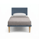 Letto Singolo con Rete Rivestita Microfibra Blu Tessis Testata Vertical Varie Misure