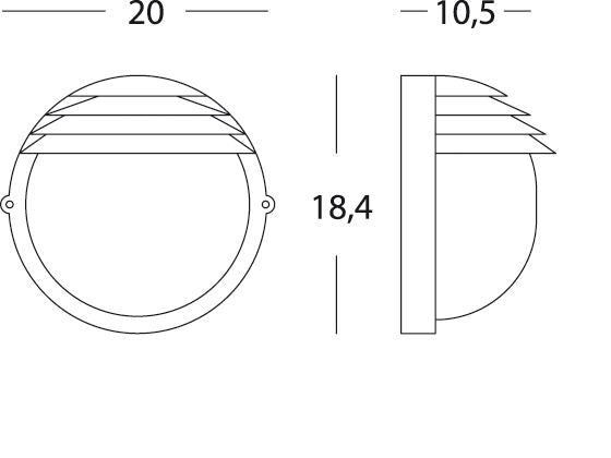 Lampada Applique Tonda Piccola Colore Bianco per Esterno Linea Palpebra Sovil