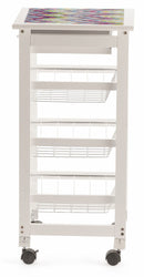 Carrello da Cucina Salvaspazio 37x37x76 cm 3 Ceste in Legno Soriani Zig Zag Bianco