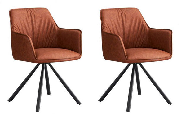 Set 2 Sedie Girevoli con Braccioli 59.5x61x84 cm in Poliestere Breval Marrone Chiaro sconto