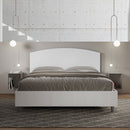 Letto Matrimoniale con Rete e Contenitore Alzata Comoda Struttura Bianco Frassico e Testata in Similpelle Antilia Bianco Varie Misure