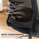 Sedia da Ufficio Ergonomica 58x63x105-126 cm con Supporto Lombare e Poggiapiedi in Tessuto e Acciaio Nero      
