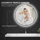 Specchio Bagno con Luce LED a 3 Tonalità Ø70 cm Antiappannamento e Display Tempo e Temperatura Nero   