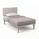 Letto Singolo con Rete Rivestita Similpelle Tortora Tessis Testata Square Varie Misure