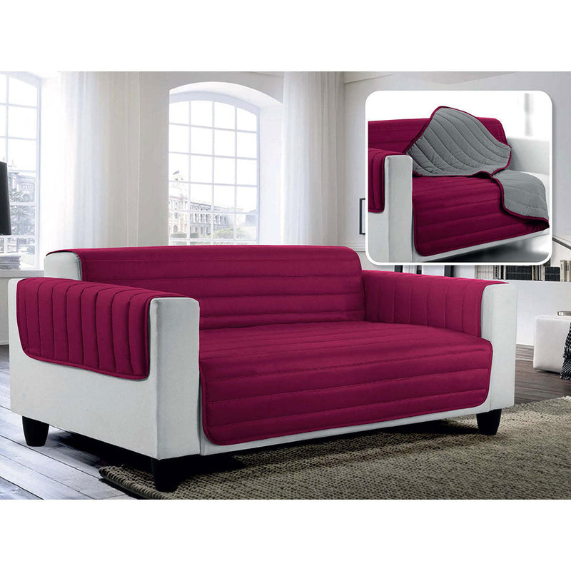 Copridivano Trapuntato in Microfibra Doubleface Bordeaux\/Grigio Scuro