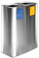 Pattumiera Sistema di Raccolta Rifiuti 60x30xh80 cm In Acciaio Inox Doppio Scomparto Argento