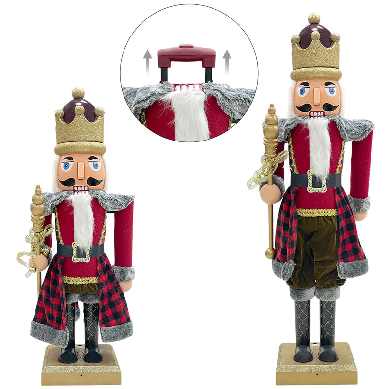 Soldato Schiaccianoci Natalizio H160 cm con Luci Suoni e Movimento Rosso Scozzese