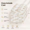 Set 10 Pannelli Adesivi Piastrelle da Parete 30,5 cm Decoro Mosaico Mattoncini in PVC Beige      
