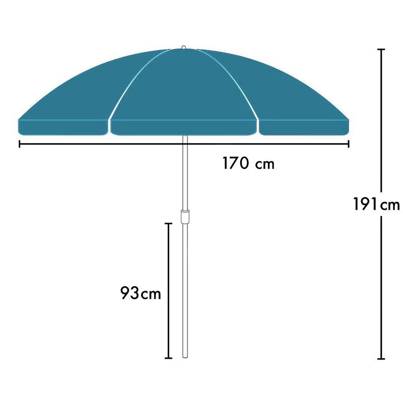Ombrellone da Giardino Ø170 cm in metallo  telo in nylon Azzurro