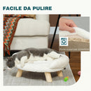 Cuccia Divanetto per Cani e Gatti 47x40x20 cm con Schienale Sfoderabile in Peluche Crema      