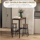 Set Tavolo Alto 105x40x90 cm e 2 Sgabelli da Bar con Poggiapiedi Stile Industriale in MDF e Acciaio Nero e Marrone      