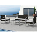 Set Salotto da Giardino Divano + 2 Poltrone + Tavolino Alicante Nero