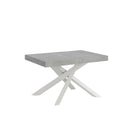 Tavolo Allungabile 120-380x90x77 cm Volantis Cemento Telaio Bianco 