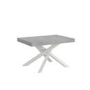 Tavolo Allungabile 120-224x90x77 cm Volantis Cemento Telaio Bianco 