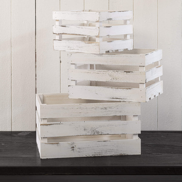 Set mit 3 Mehrzweckboxen aus schäbigem weißem Paulownia-Fruchtholz acquista