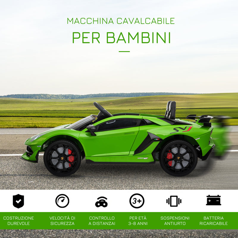 Macchina Elettrica per Bambini 12V con Licenza Lamborghini Aventador Verde