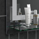 Specchio Bagno a Parete Cornice Luce LED a 3 Colori Mensola in Vetro 50x12x70 cm 