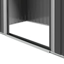 Casetta Box da Giardino con Doppia Porta Scorrevole 4 Prese d'Aria 194x110x184 cm in Acciaio Zincato Grigio 