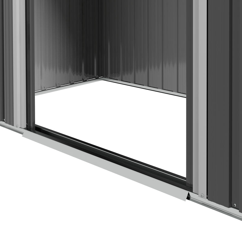 Casetta Box da Giardino con Doppia Porta Scorrevole 4 Prese d'Aria 194x110x184 cm in Acciaio Zincato Grigio 