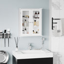 Pensile da Bagno Armadietto con Anta a Vetro 55x20x65 cm in Legno Bianco  