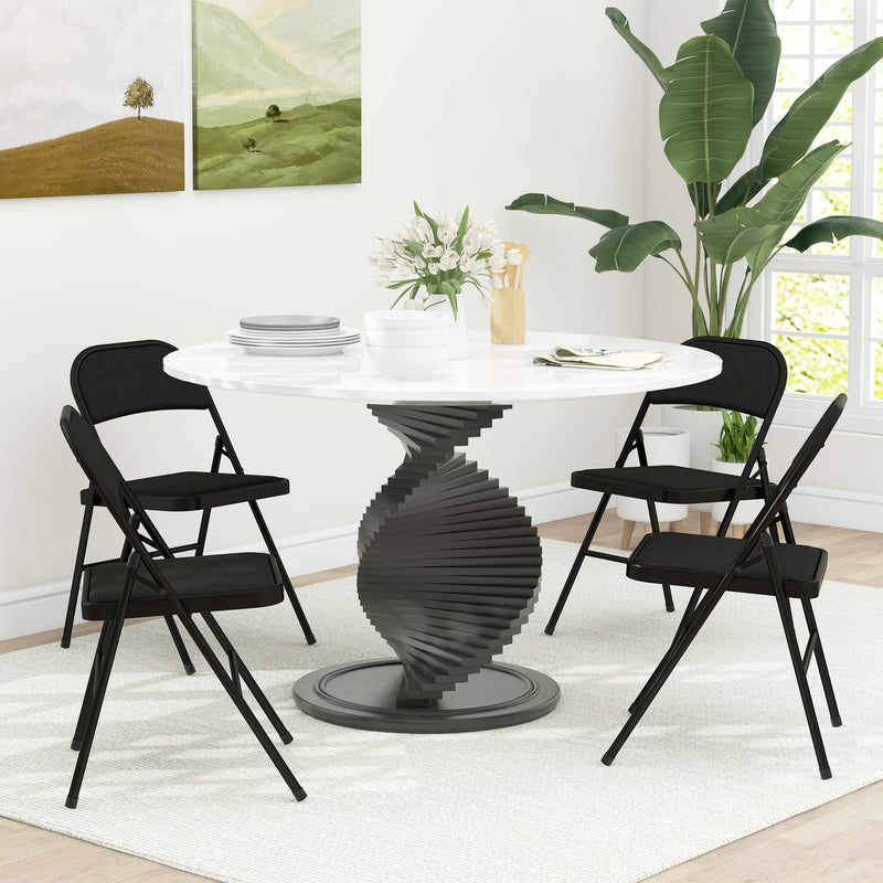 Set 4 Sedie Pieghevoli con Seduta Imbottita e Struttura in Acciaio Nero  