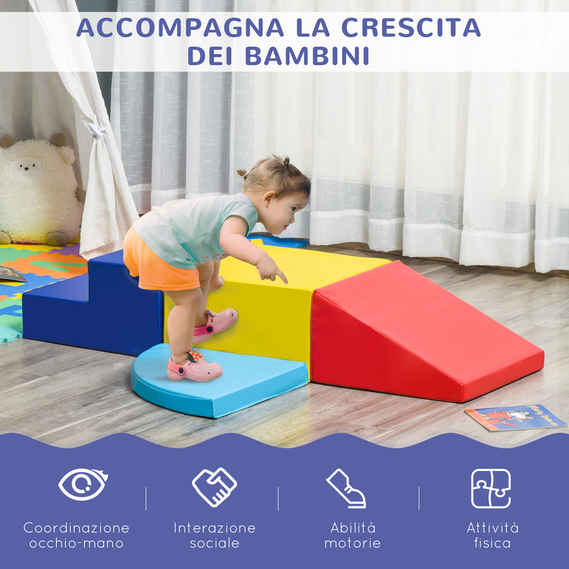 Set 4 Blocchi Costruzioni Morbide Modulabili per Bambini Multicolore  