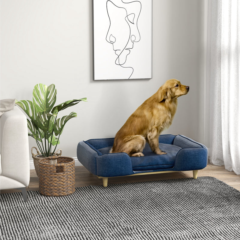 Divano per Cani Taglia Grande  fino 30 kg 96x66x24 cm con Cuscino Rimovibile Blu  