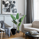 Pianta Artificiale Uccello del Paradiso da Interno e Esterno H120 cm con Vaso Verde